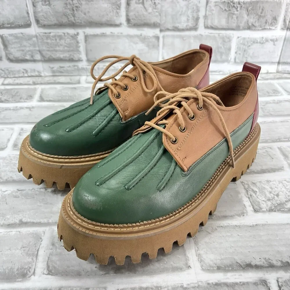 Seychelles for Free People Aspen Women's Size 9 Leather Color Block Lug Loafers